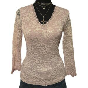 light pink fully lace coquette y2k top